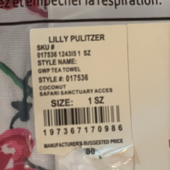 NWT Lily Pulitzer printed tea towel in Coconut Safari - Picture 4 of 4